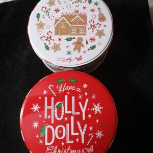 Lot of Two DG Dolly Parton Round Christmas Tins NEW